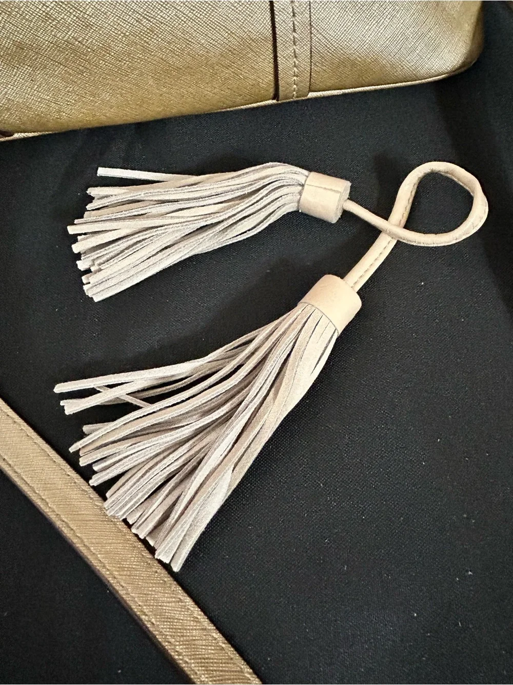 Coach Metallic Gold Dome Satchel with Crossbody Strap & Tassel